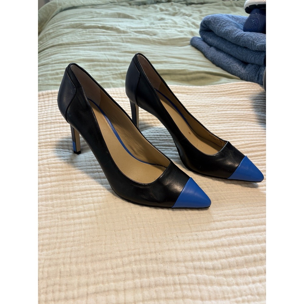 Ann Taylor Pumps Womens Size 7.5 Pointed Toe‎ Blue Colorblock Kitten Heels